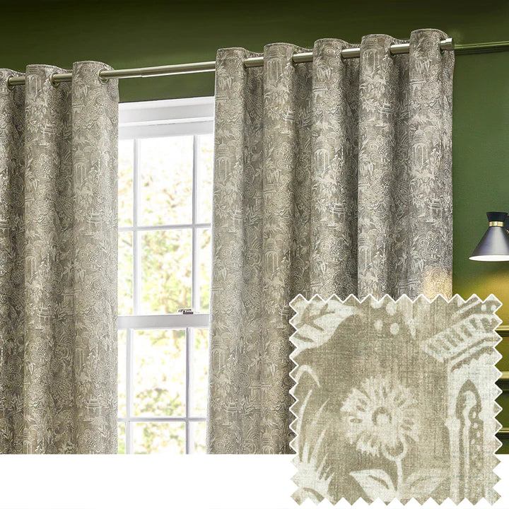 Bengal Eyelet Lined Curtains Linen