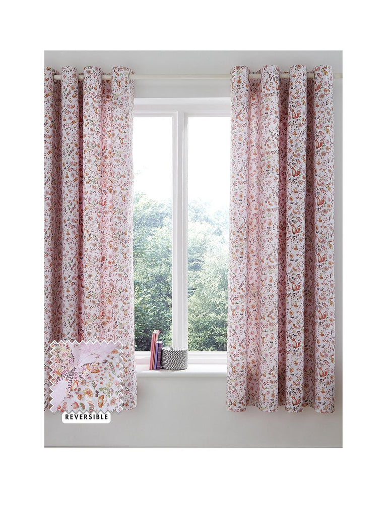 Pink Enchanted Butterfly 66x72" Eyelet Catherine Lansfield Curtains
