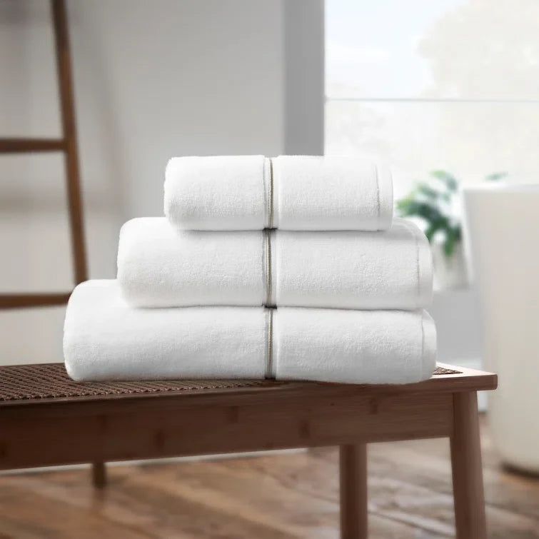 Bianca White Zero Twist Satin Stitch Towels kearneysclick
