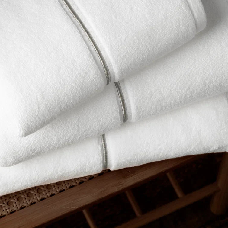 Bianca White Zero Twist Satin Stitch Towels