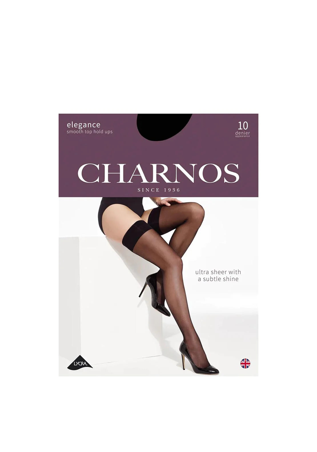 Charnos Elegance Black Smooth Top Hold Ups 10 Den