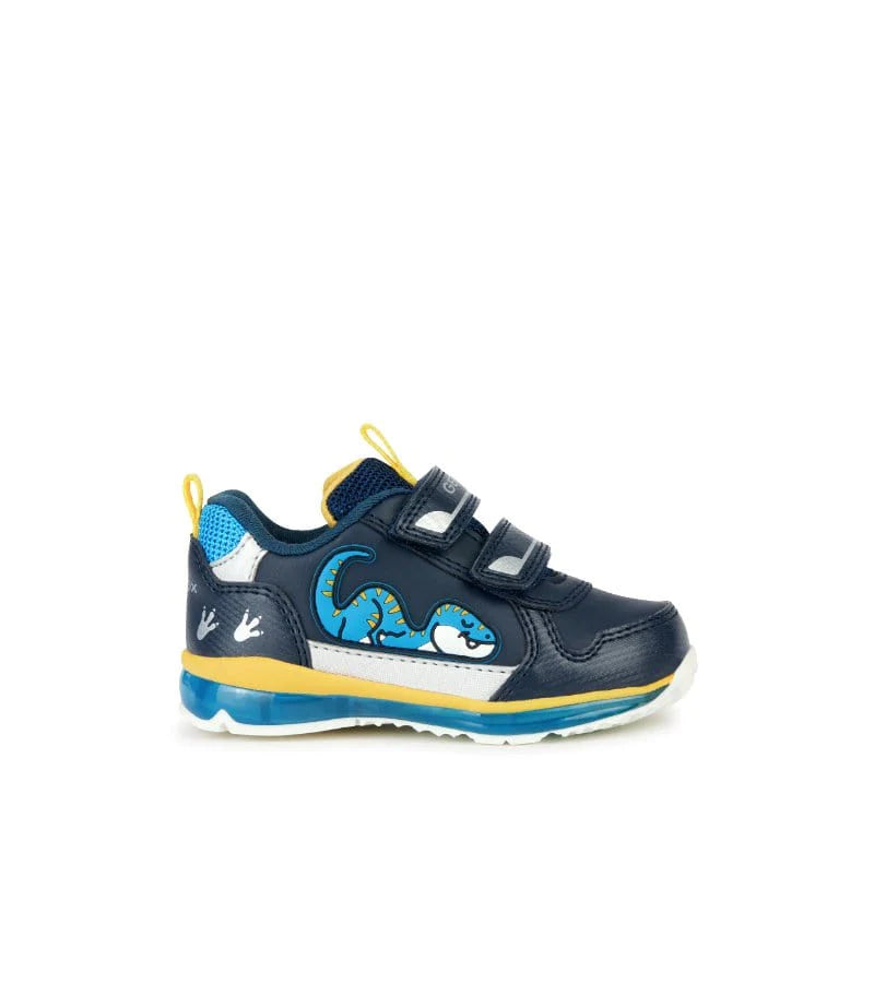 Geox Navy and Yellow Dinosaur Trainer with Lights kearneysclick