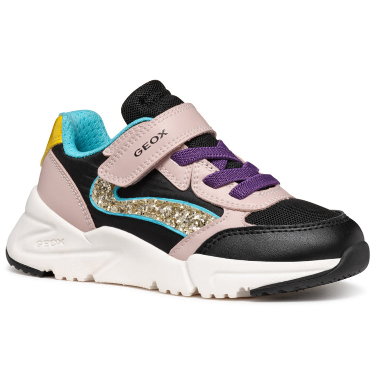 Geox Girls Black and Light Rose Trainers kearneysclick