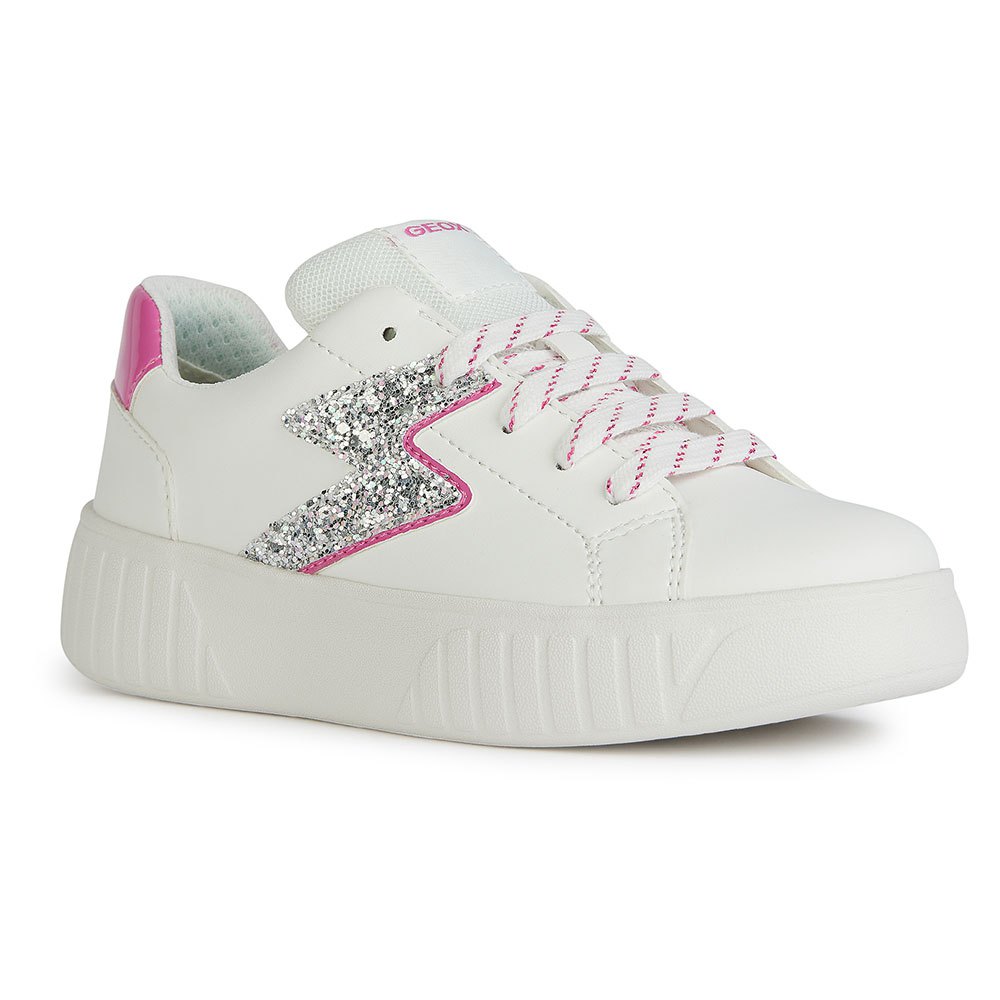 Geox White Fuchsia and Sparkly Silver Sneakers kearneysclick