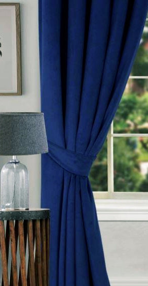 Thermal Navy Velour Curtains