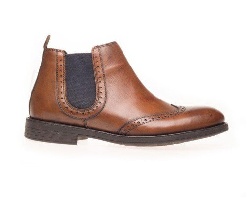 Mens tan 2025 brogue chelsea boots