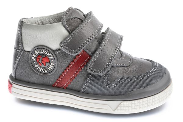 Pablosky Grey and Red Leather Boots