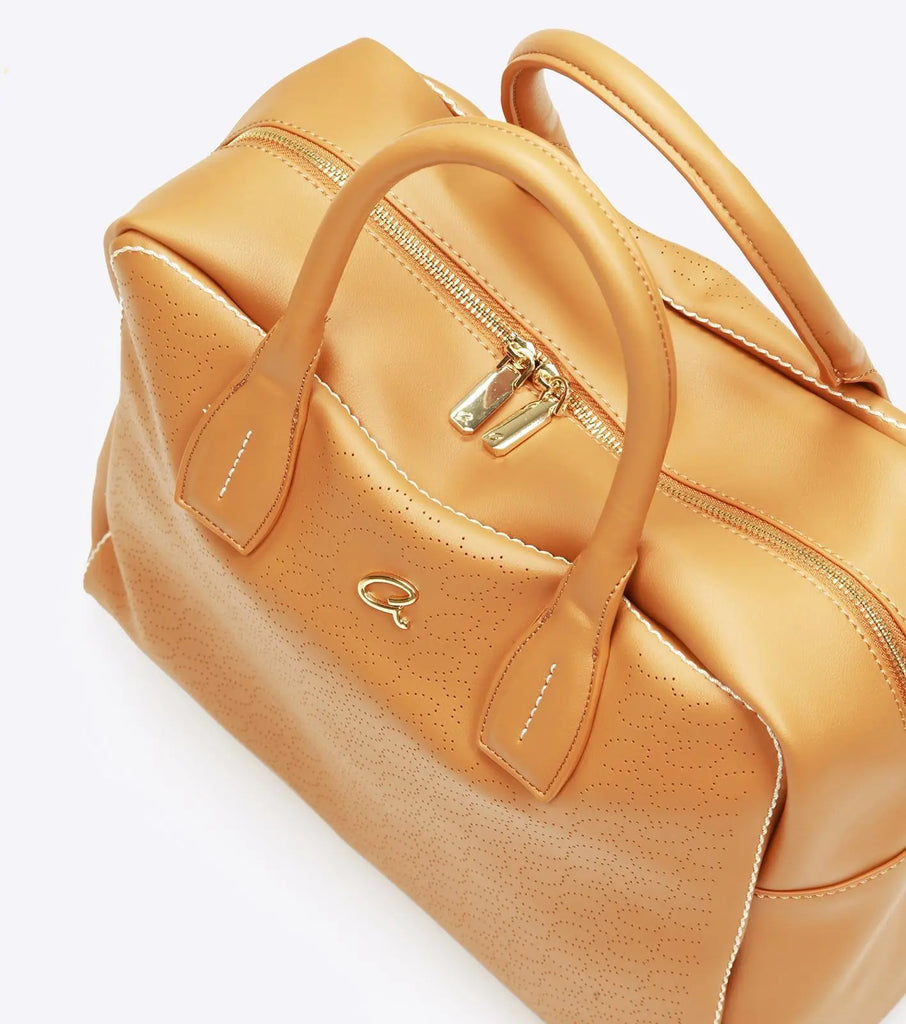 Axel Edwina Beige Perforated Monogram Handbag kearneysclick