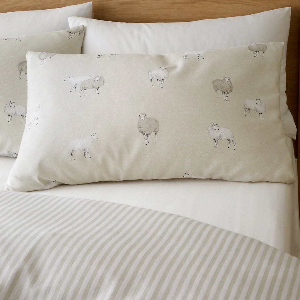 Catherine Lansfield Natural Brushed Cotton Sheep Duvet Set