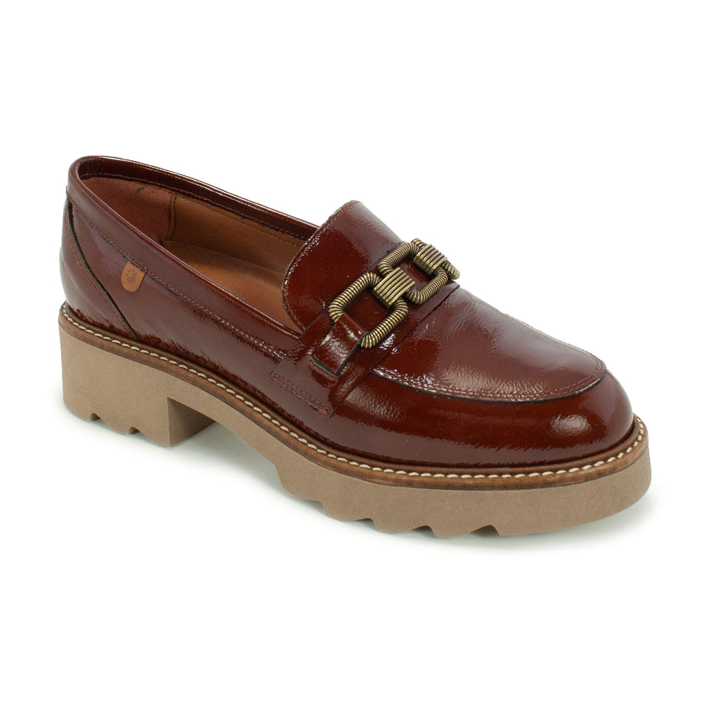 Ladies Brown Patent Leather Comfort Loafers
