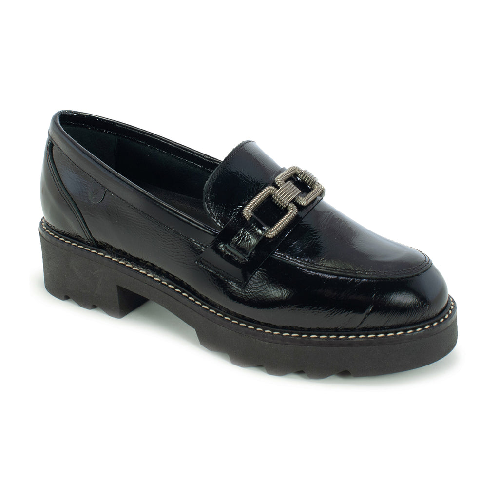 Ladies Black Patent Leather Comfort Loafers
