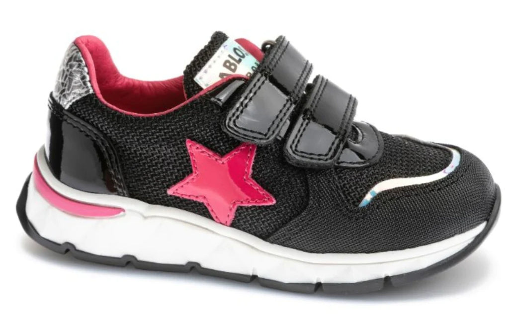 Pablosky Black and Pink Star Trainers
