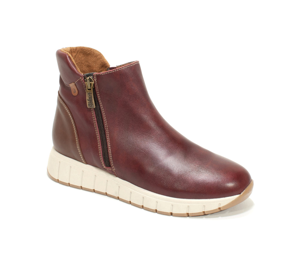 Valeria's Ladies Bordeaux Leather Ankle Boots