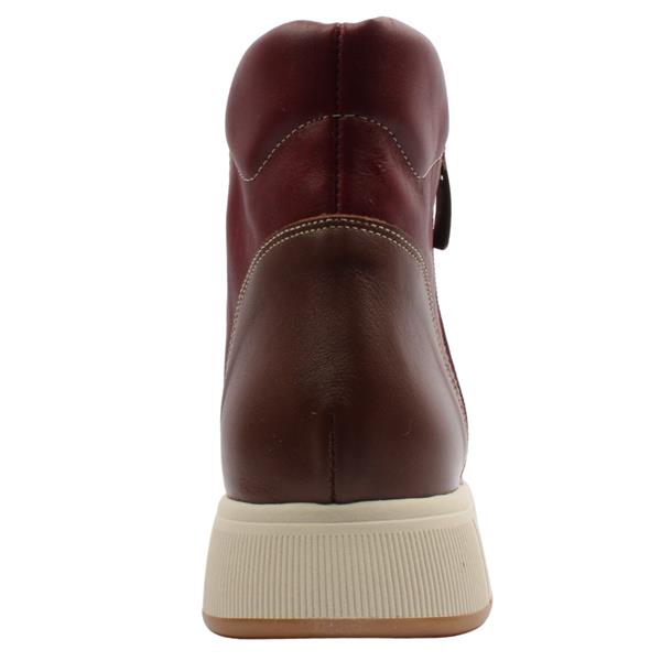Valeria's Ladies Bordeaux Leather Ankle Boots