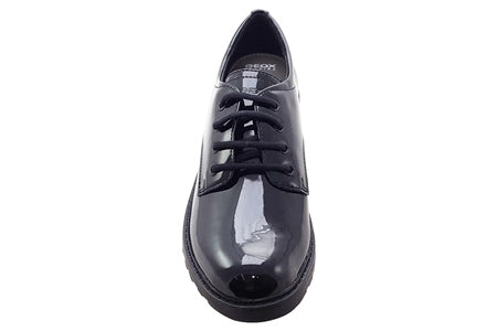 Geox Casey Black Leather Patent School Shoes