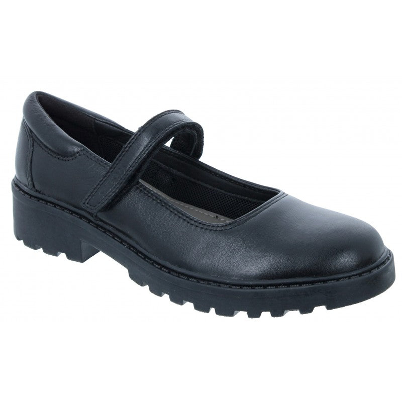Geox Casey Black Leather School Shoes