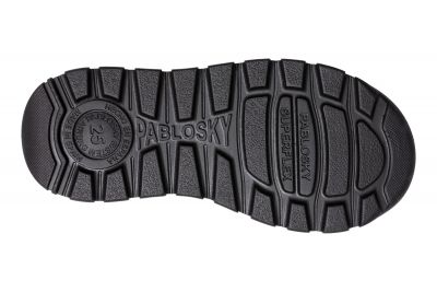 Pablosky Black Leather Velcro Shoes