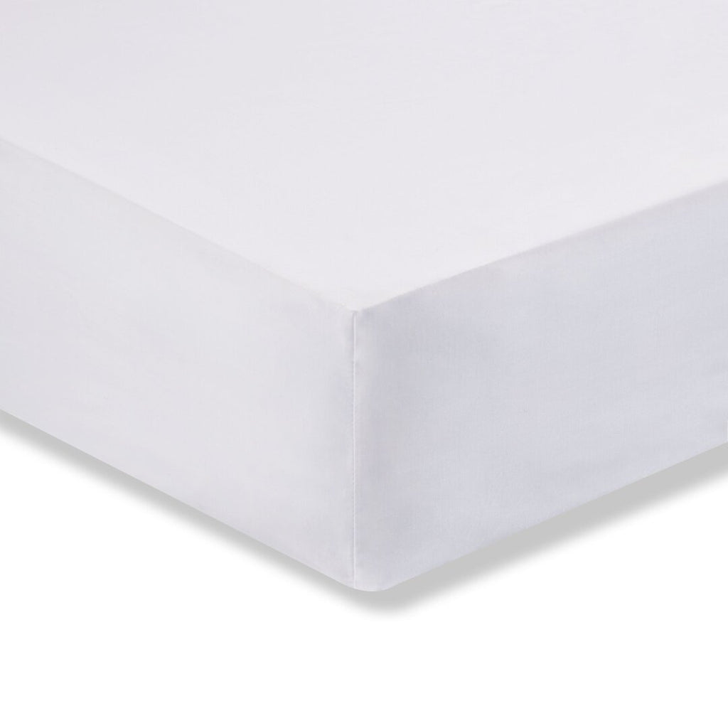 400 Thread Count White Cotton Sateen Bianca Fitted Sheet