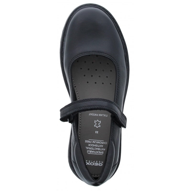 Geox Casey Black Leather School Shoes