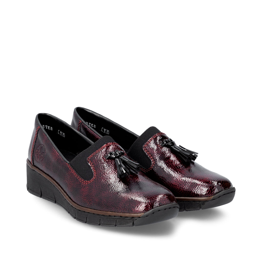 Rieker Burgundy Ladies Slip-on Shoes