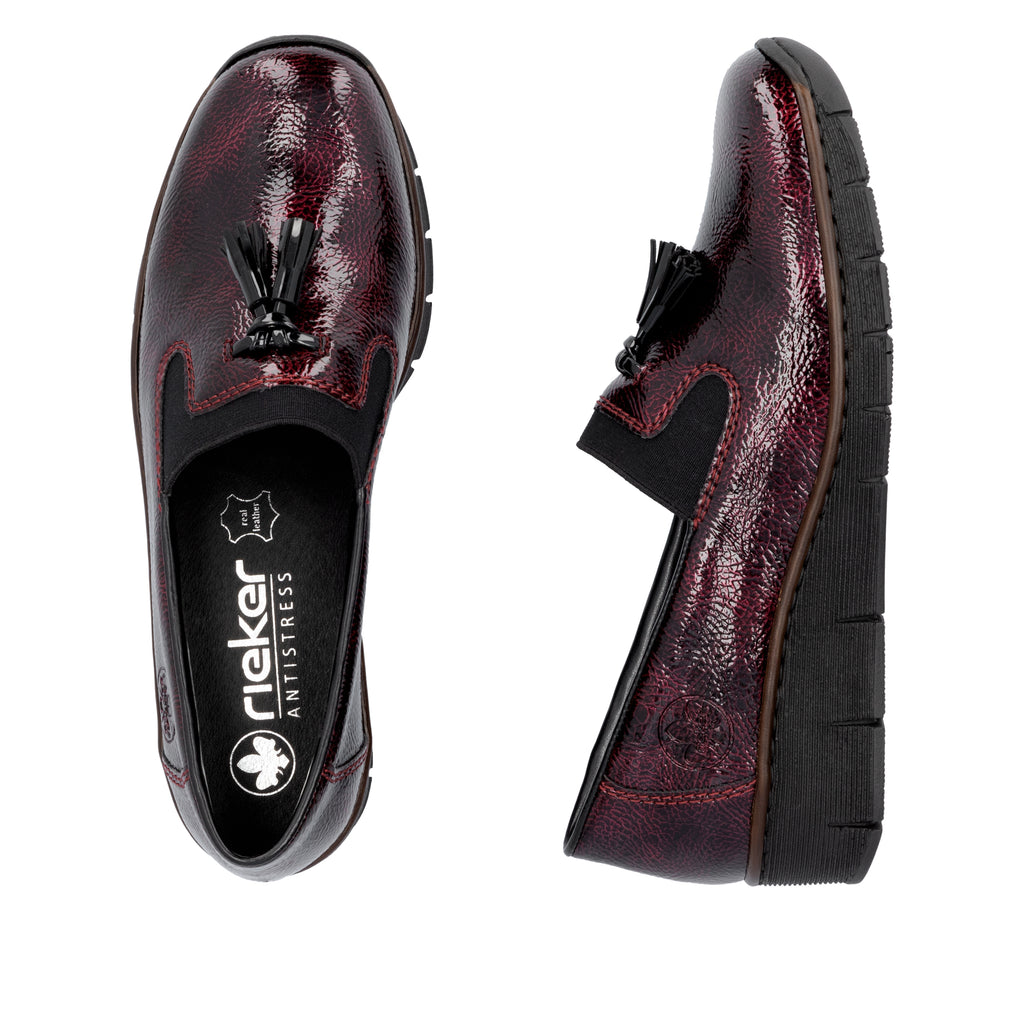 Rieker Burgundy Ladies Slip-on Shoes