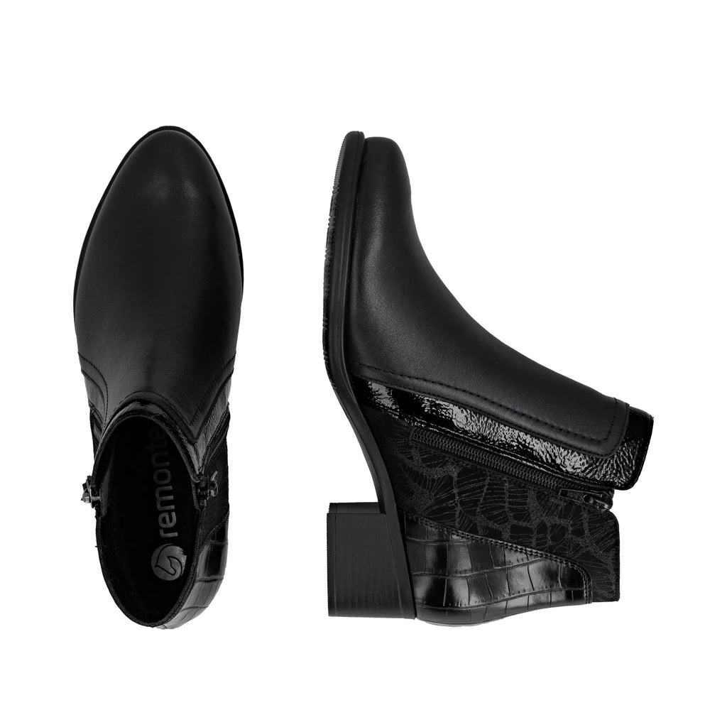 Remonte Ladies Black Leather Ankle Boots