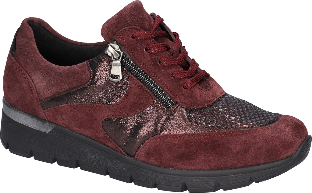 Waldlaufer Ladies Burgundy Suede Leather Sneakers