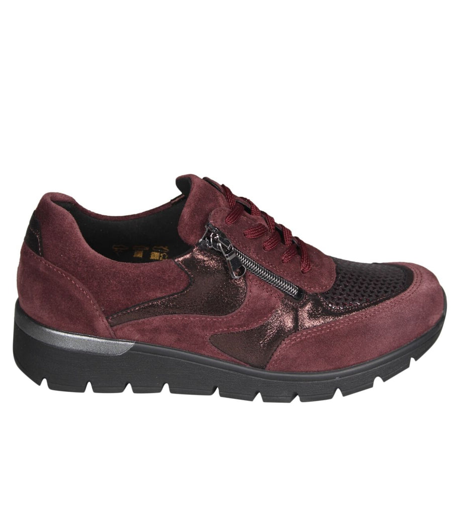 Waldlaufer Ladies Burgundy Suede Leather Sneakers