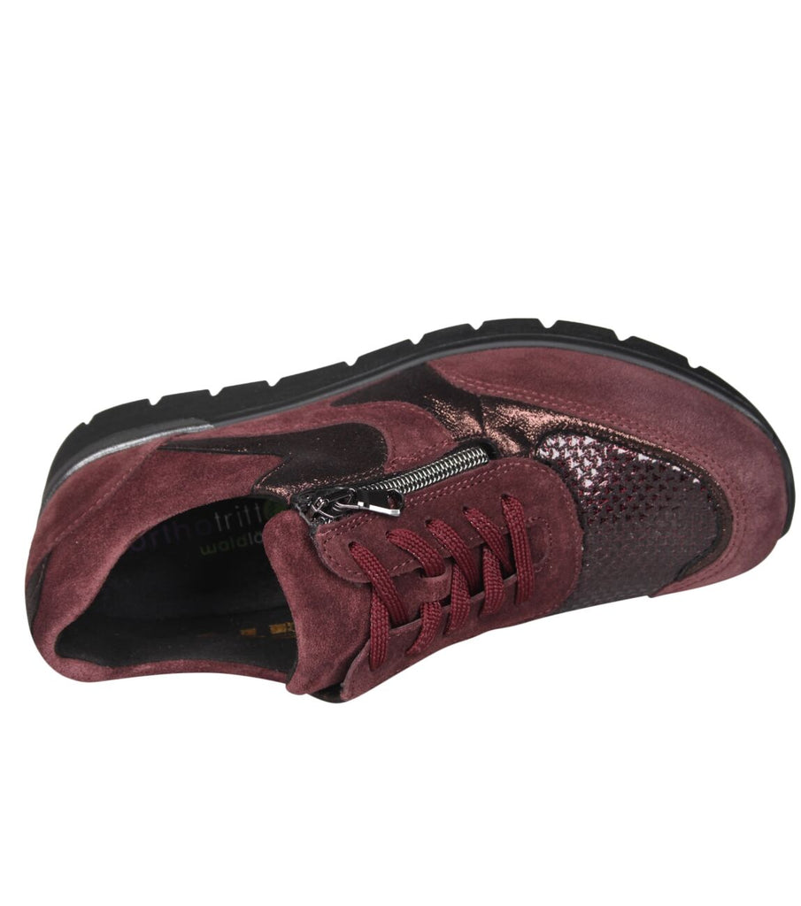 Waldlaufer Ladies Burgundy Suede Leather Sneakers