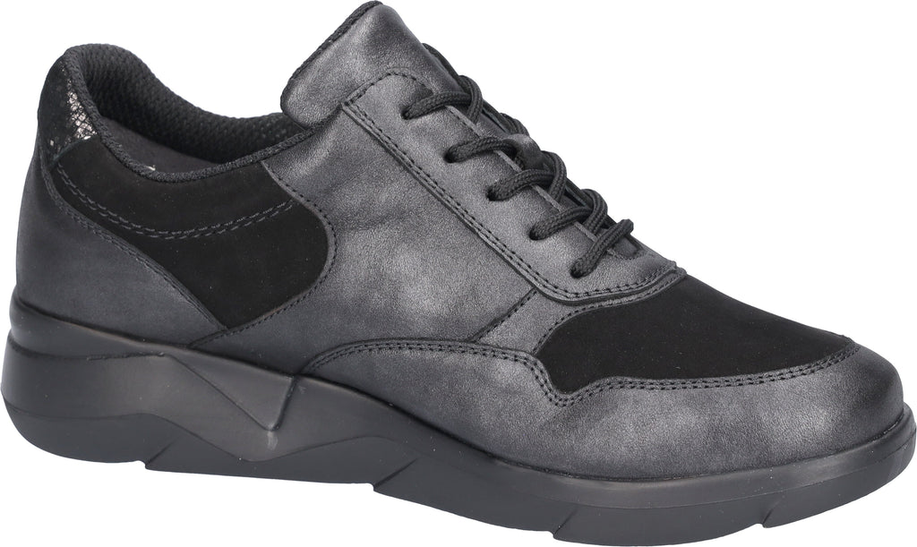 Waldlaufer Ladies Black Leather and Suede Trainers