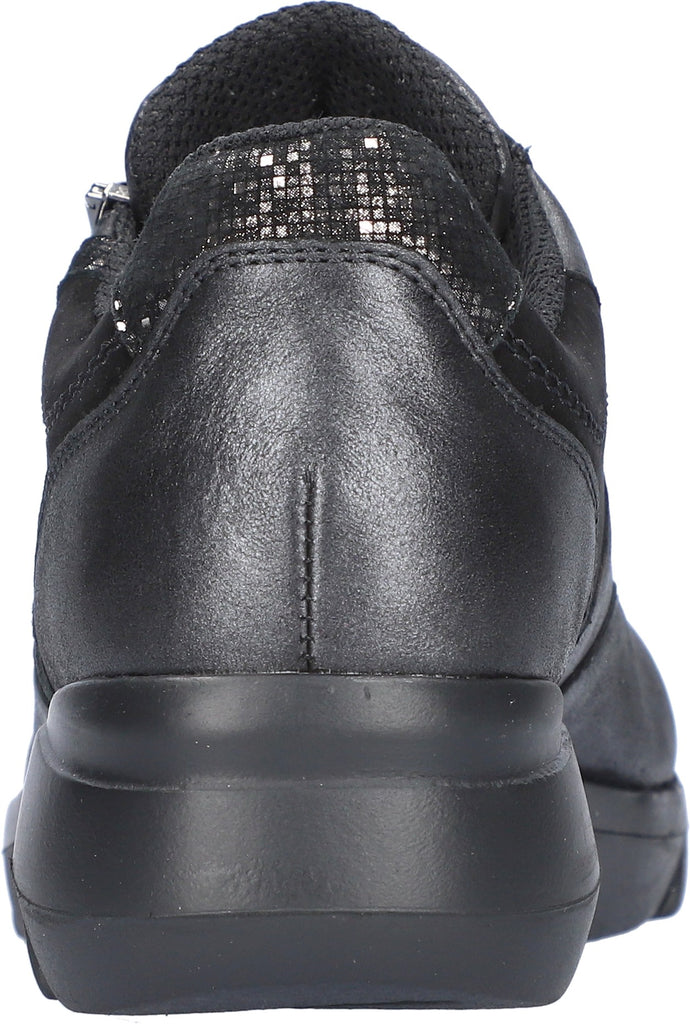 Waldlaufer Ladies Black Leather and Suede Trainers