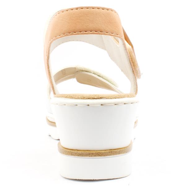 Rieker White and Apricot Wedge Sandals