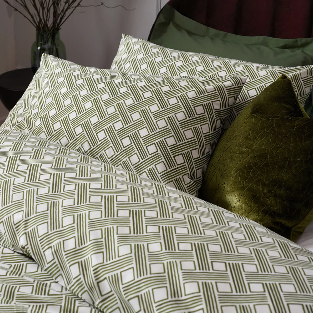 Alexa Abstract Olive Cotton Rich Duvet Cover Set