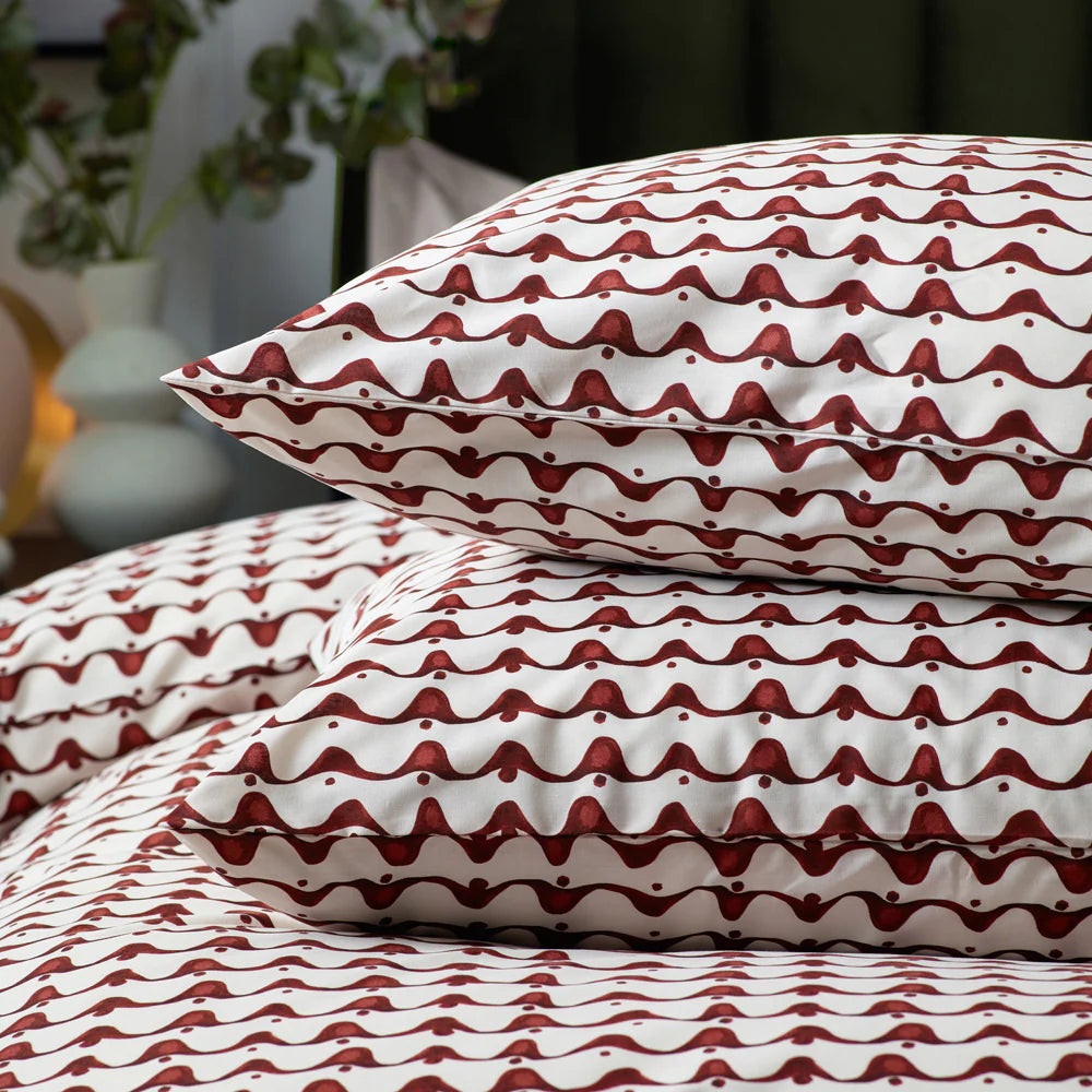 Avery Red Abstract Cotton Rich Duvet Cover Set