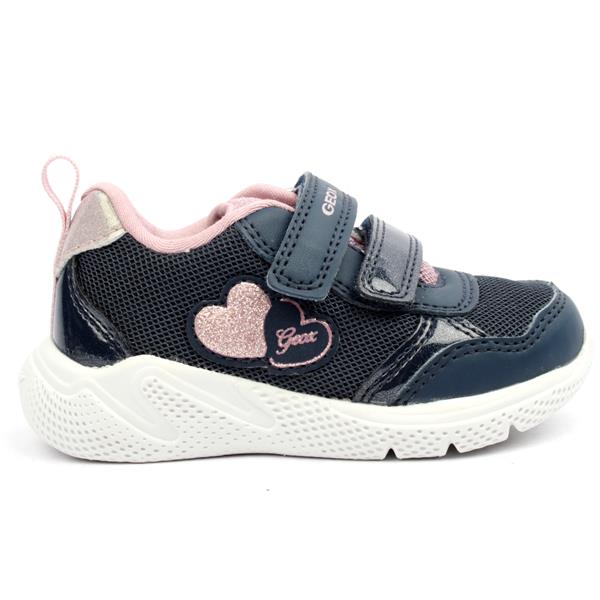 Geox Sprintye Navy and Old Rose Trainers with Hearts