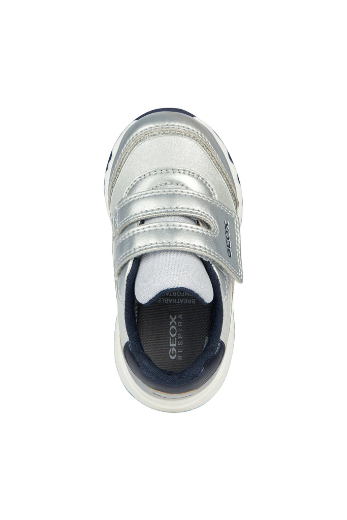 Geox Pyrip Sparkly Silver and Navy Trainers
