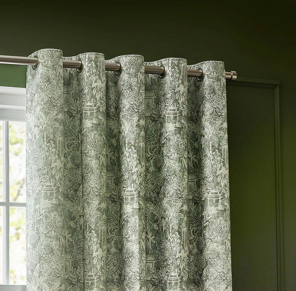 Bengal Sage Eyelet Lined Curtains