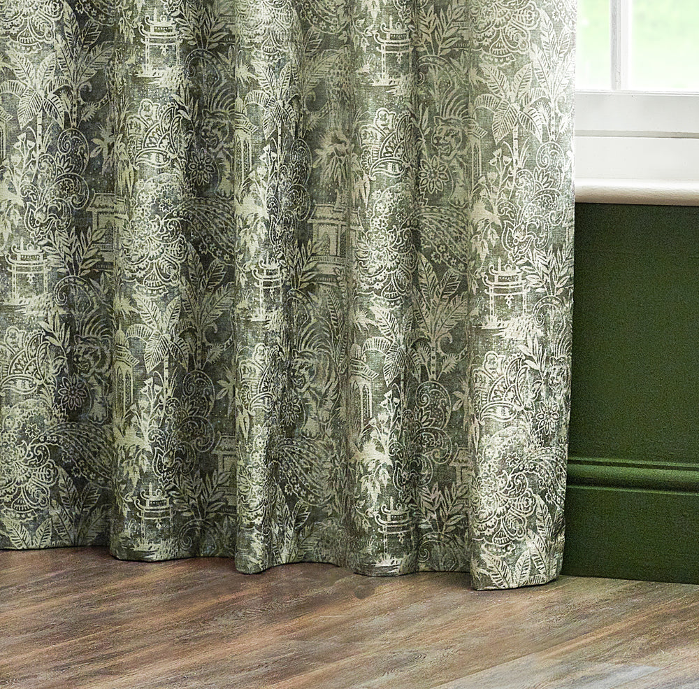 Bengal Sage Eyelet Lined Curtains