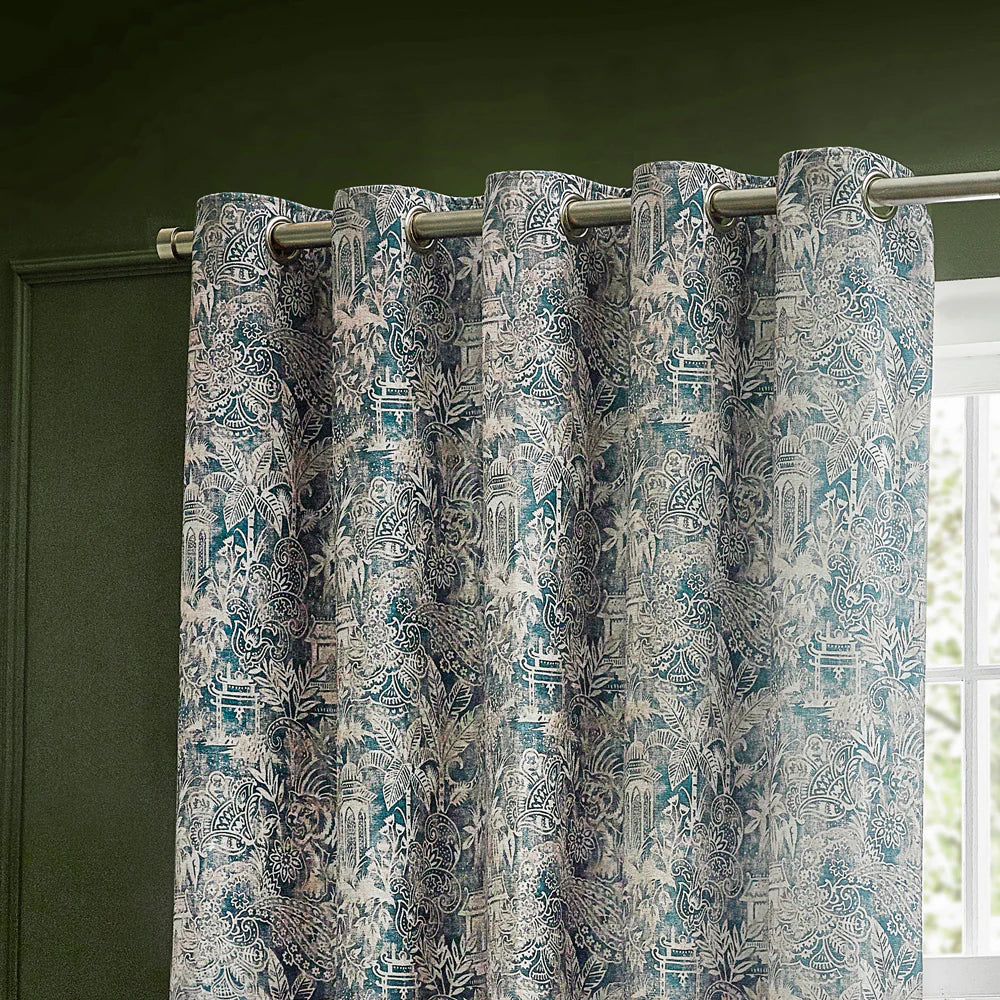 Wylder Bengal Wedgewood Eyelet Curtains 