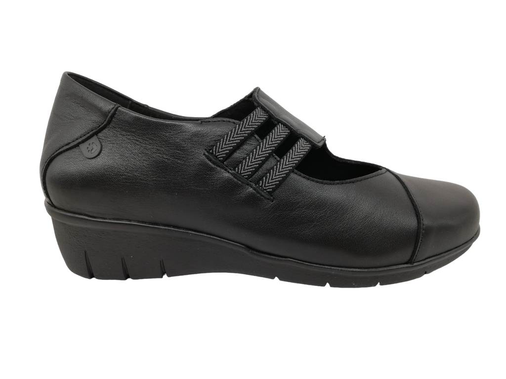 Valeria's Ladies Black Leather Wedge Shoes