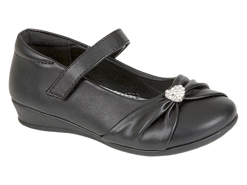 Black Mary Jane Shoes With Heart Diamonte