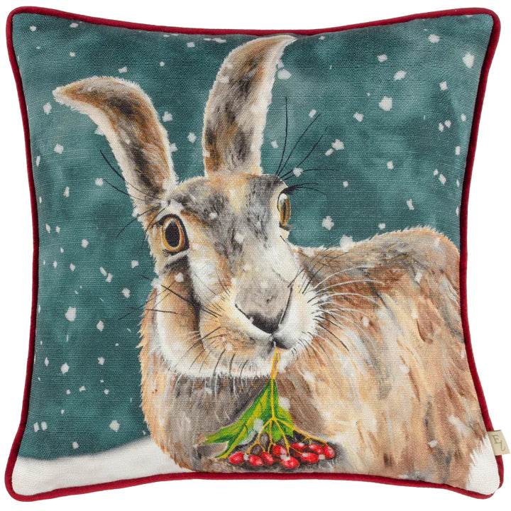Christmas Hare Cushion Cover Multicolour