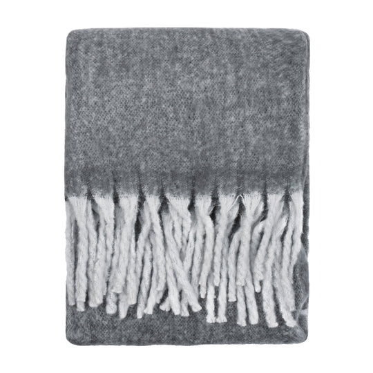 Cozy Woven Charcoal Tasselled Throw-140x180