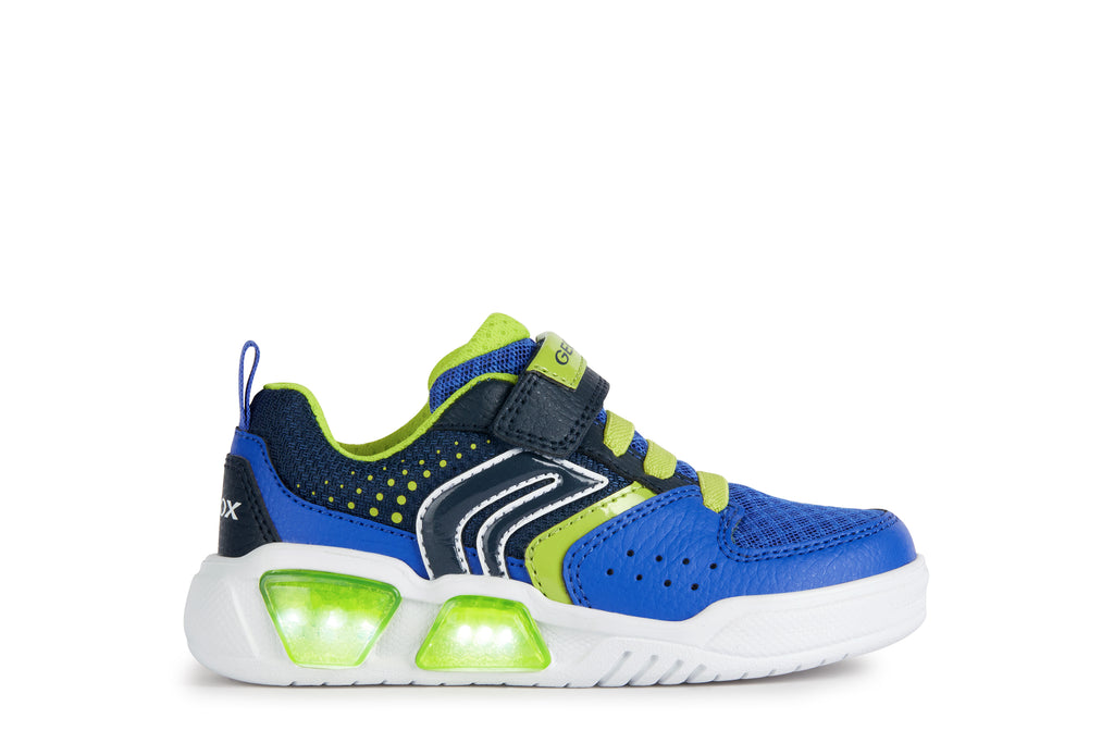 Geox Royal Blue and Lime Light up Trainers