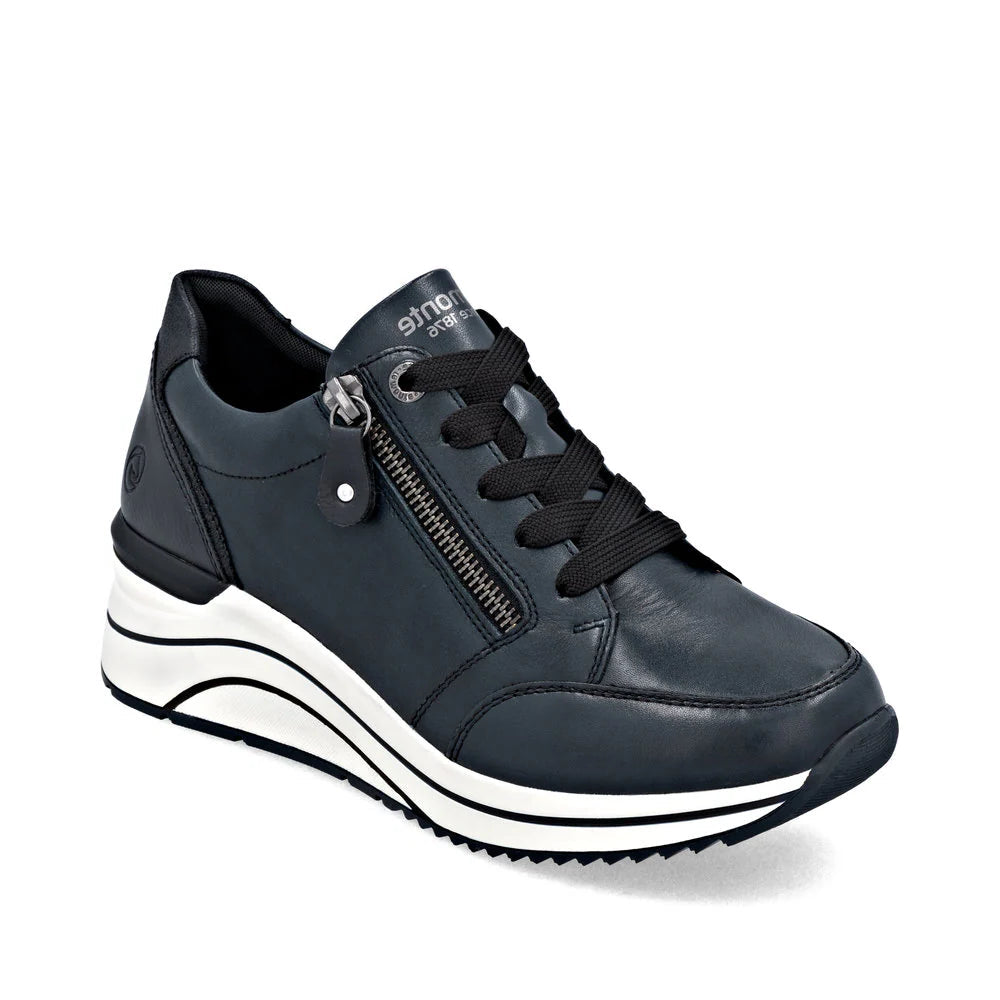 Remonte Ladies Navy Blue Leather Sneakers