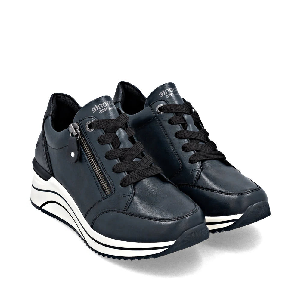 Remonte Ladies Navy Blue Leather Sneakers