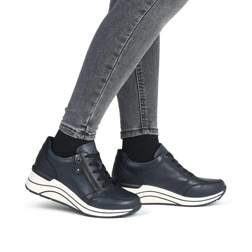 Remonte Ladies Navy Blue Leather Sneakers