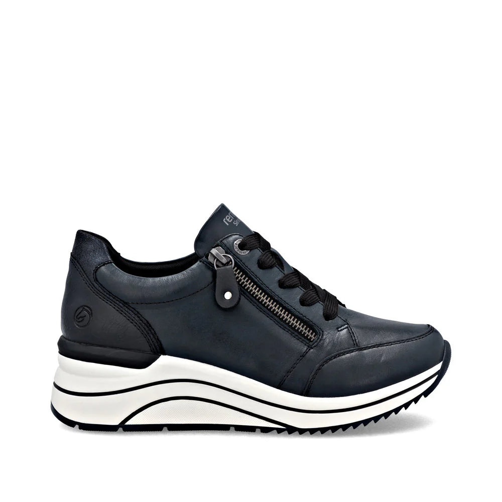 Remonte Ladies Navy Blue Leather Sneakers