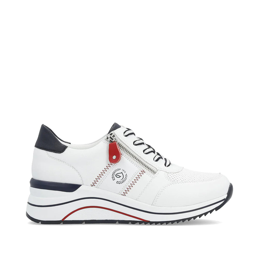 Remonte White, Red and Navy Leather Trainers