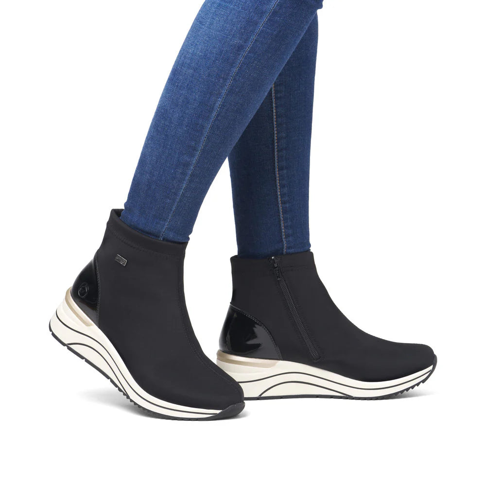 Remonte Ladies Black Stretch Waterproof Boots